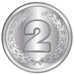 Silver backup plan coin icon with #2 on the face